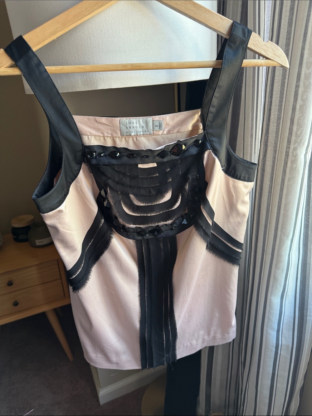 The Limited Blush Pink and Black Sleeveless Embellished Top